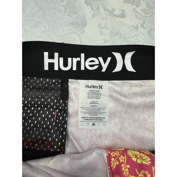 Hurley Bright Pink‎ Yellow Floral Board Shorts Swim Suit Surf Men’s Size 30 - Picture 7 of 7